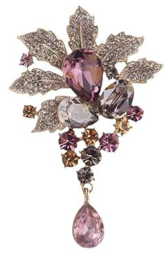 Broche Cristal, Broche Strass, Qiwenr Cristal Broche Pour, Broche en Cristal, Broche de Mode Pour Femmes, Strass Pour Femmes Broche, Élégant et éLégant Adapté aux Robes,Pulls et Décorations de Vestes