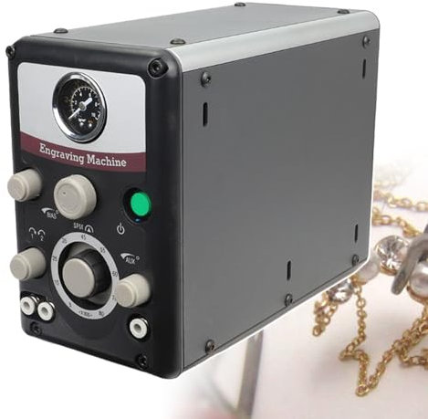 pealiritansemen Máquina De Grabado Neumática, Herramienta De Grabado Neumática De Sobremesa Eléctrica, Buril De Impacto De Doble Cabezal De 1200-6000 RPM, Velocidad Ajustable, con Pedal