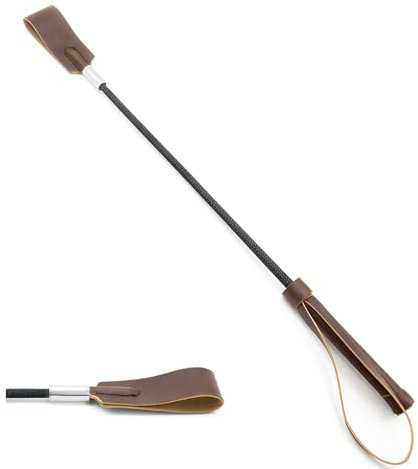 boeyeleny Frusta equestre per Cavalli,45cm Marrone Frusta per Cavalli,Frusta da Equitazione in Pelle PU,con Manico Antiscivolo,per Equitazione,Allenamento,Cosplay