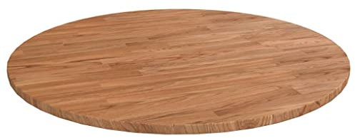 Runde Tischplatte Hellbraun Ø80x1,5 cm Behandeltes Eichenholz,Massivholz Tischplatte Eiche 80 cm Rund Lackiert Für Esstisch, Bartisch, Couchtisch Tischplatten