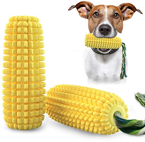 CYBERNOVA Kauspielzeug für Aggressive Kauer Interaktives Quietschspielzeug für Hunde Hundezahnbürste Mais DogToy für Hundezahnreinigung
