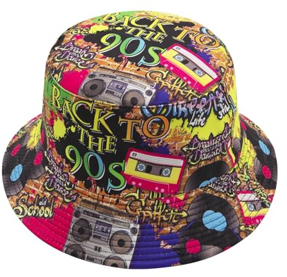 YAMEIZE Retro 90er Bucket Hut Frauen Männer Fischerhut 90er Outfits Rave Sonnenkappe Packbar Rock Summer