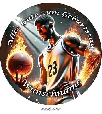 Tortenaufleger Wunschname, Basketball, NBA, Sport, Tortendeko, Cake Decoration Fondant, Ø 20cm, 00084 Top Qualität