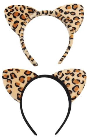 OAOSDH 2 Pièces De Bandeau À Imprimé Léopard, Bandeau en Peluche, Bandeau De Dessin Animé Créatif, Accessoires De Jeu De Rôle, Accessoires De Costumes De Fête.