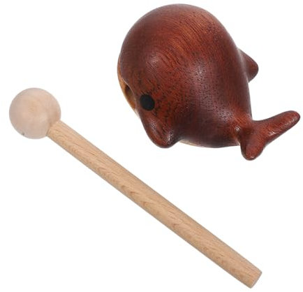 SOLUSTRE Holz Wal Statue Handgeschnitzt Meeresstatuen Dekor Fisch Dekoration Hölzere Wanddekoration Küstenskulpturen Tempelblock Holzskulpturen Hölzernes Schlaginstrument