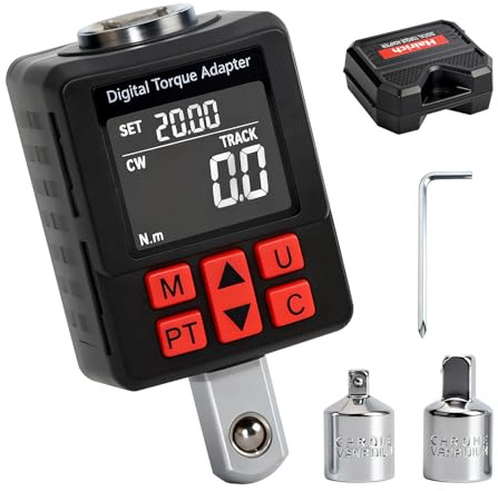 Digitaler Drehmomentadapter, 1/2 Zoll 10-210 N.m Drehmomentadapter Set mit Voreingestellter, Lagerung, Summer, LCD-Anzeige, ± 1% Fehlergenauigkeit, 1/4 3/8 Adapter für Auto, Motorrad, Fahrrad