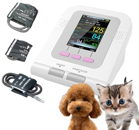 Digitales Blutdruckmessgerät für Haustiere, Veterinär-Blutdruckmessgerät mit 3 Manschetten, Tierpflege für Hunde/Katzen/Haustiere, automatische Blutdruckmessung, LCD-Digitalanzeige, für Familie