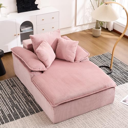 NuvlaGu Luxus Cord Schlafsofa – Modernes Sofa mit 4 Kissen, ultraweiches & multifunktionales Cord-Sofa ohne Montage, platzsparendes Sofa-Bett (Pink)