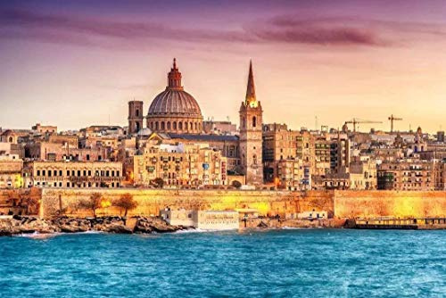 Classic 1000piece Puzzle of Valletta, Malta, Unique Home Wall Decoration, 38x26cm