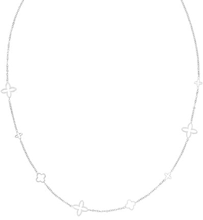 DIAMOND MODE Kleeblatt Halskette Damen Gold - Schmuck 18K Gelbgold vergoldet, Chirurgenstahl 316L, Fancy Clover Kette, 45cm + 5cm Verlängerung, Wasserfest, Geschenk, Blumen