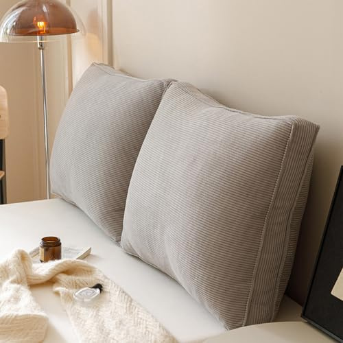 EXZFW Bett RüCkenlehne Kissen, RüCkenkissen für Bett, Lesekissen für Bett und Sofa, Keilkissen Sofa, RüCkenpolster/Sitzkissen Bett, Strandkissen, RüCkenpolster für die Wand,Grau,60x50x15cm (1 pc)