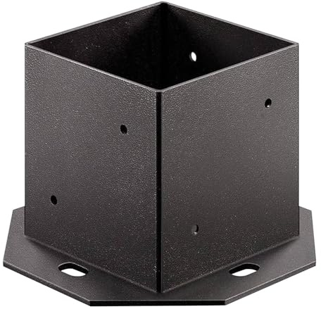 Base di supporto for palo di recinzione nero for impieghi gravosi - Staffa in ferro zincato con bulloni for recinzione in legno, terrazza e ringhiera(40x40mm)