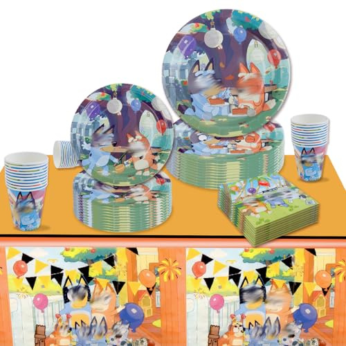 51Stück Blue Geburtstag Party Dekoration,Geburtstag Partygeschirr Set, Kindergeburtstag Party Dekoration enthält Tischdecke, Teller, Tassen,Servietten.