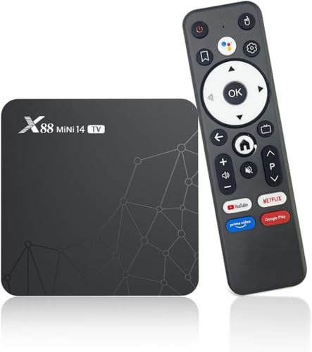 X88 Mini boitier IPTV Android TV Box, Android 14, Voice Assistant, 2GB/16GB TV Box 4K HDR10 RK3518 Quad-Core,100M Ethernet WiFi 6/Bluetooth 5.2 X96, Smarters Pro