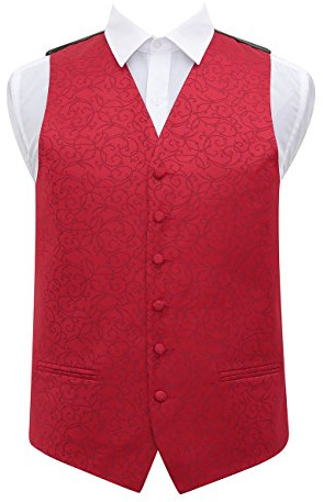 DQT Mens Swirl Floral Jacquard Waistcoat Vest – Wedding Business & Formal Suit Wear