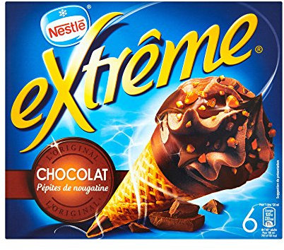 Nestlé Crème Glacée Extrême l'Original Chocolat Pépites de Nougatine 6 x 120 ml