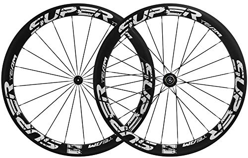 Superteam 50mm Clincher Wheelset 700c 23mm Width Cycling Racing Road Carbon Wheel Decal (White Decal)