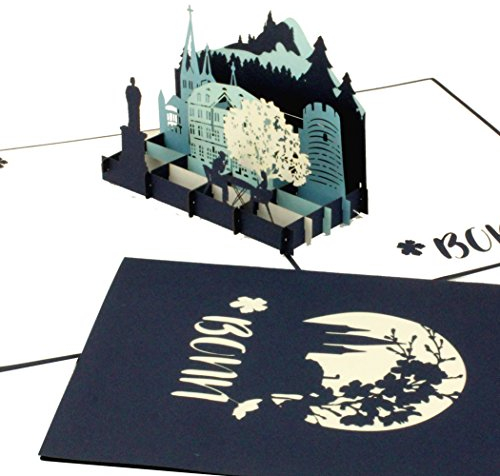 Cologne Cards 3D Karte „Bonn – City Panorama in Blau“ Grußkarte Bonner Münster, Glückwunschkarte, Geburtstagskarte, Reisegutschein, Souvenir