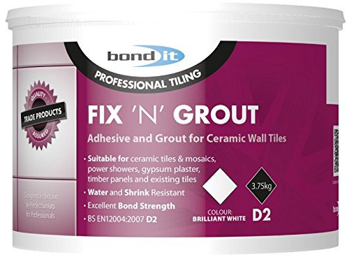 2 x Bond It 3.75kg Fix N Grout Tile Adhesive Internal Use Ideal For Showers And Wet Rooms D2