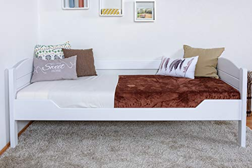 Steiner Shopping Einzelbett/Gästebett Easy Premium Line K1/s Voll, 90 x 200 cm Buche Vollholz massiv weiß lackiert