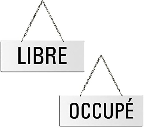 Libre + Occupé Panneau Recto-Verso 175x65 mm en Aluminium laqué blanc 31226-W