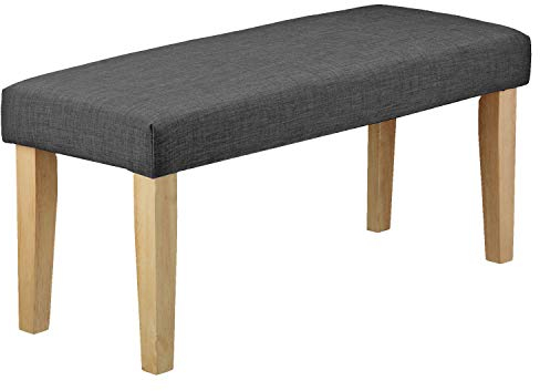 Homestyle4u 1912, Bank Sitzbank gepolstert Flur Bettbank Schlafzimmer Schuhbank Polsterbank Grau Holz