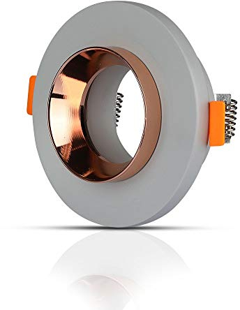 V-TAC LED Einbauleuchte GU10 Körper aus Gips, rund, Farbe Grau mit Roségold-Finish