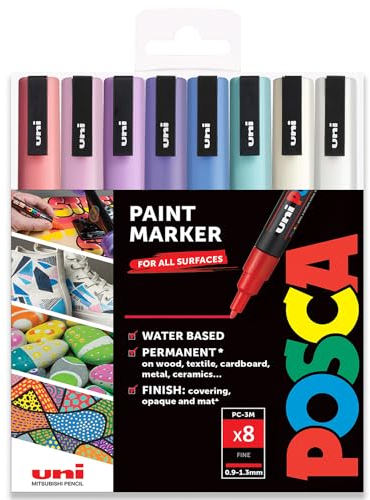 POSCA – PC-3M – Farbmarker-Kunststifte – 0,9–1,3 mm – 8er-Set in Geschenkbox (Twilight Tones)