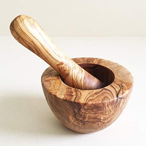 Generisch Mortero con mano de madera de olivo (12 cm de diámetro)