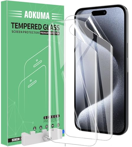 AOKUMA Schutzfolie für iphone 15 Pro,[2 Stück] Weiche TPU Displayschutzfolie Kompatibel mit iphone 15 Pro,HD Klarsicht Displayschutz,Kratzfest,Anti-Öl, Anti-Blasen
