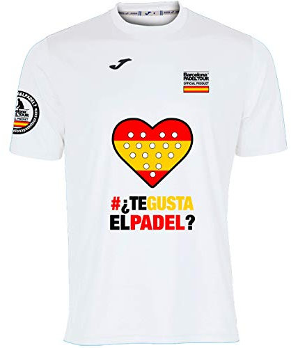 Barcelona Padel Tour - Camiseta Técnica de Manga Corta para Hombre Joma - En Tejido Micro Mesh Transpirable con Corazón Love Pádel y Banderas de Países