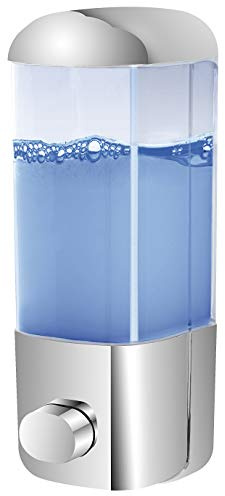 ADOB Formschöner Seifenspender Vera zur Wandmontage für Flüssigseife, Shampoo, Duschgel, Lotion, 500 ml, zum Schrauben oder Kleben ohne Bohren, 40503