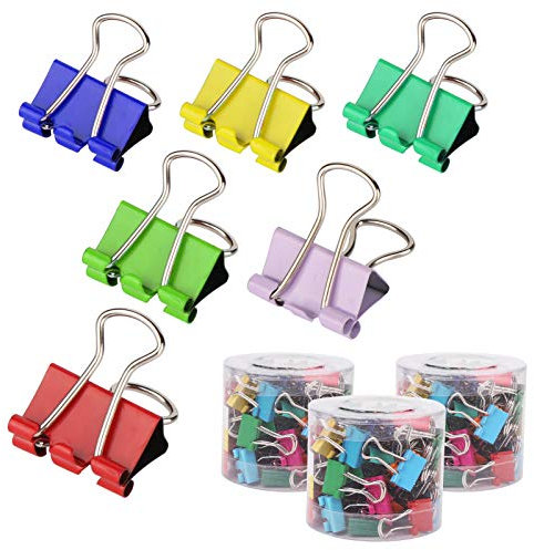 180 Stück Foldback Klammern Bunt 15mm, Binder Clips, Foldbackklammer Klein Mini Papierklammern Büroklammern Metall Binder Clips Vielzweckklammern Dokumenten Clips für Briefpapier Papier, Bürobedarf