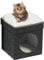 Bonlife Winter Small Cat House Indoor,Foldable Felt Pets Bed Cave Kennel,Cat Condo with Lids,Cat Hideaway Warm Comfortable,Dark Grey,32X32X39CM
