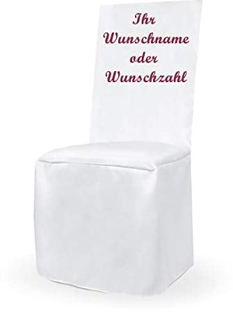 Krause & Sohn Personalisierte Stuhlhusse weiß universell mit individuellem Druck Geburtstag Hochzeit