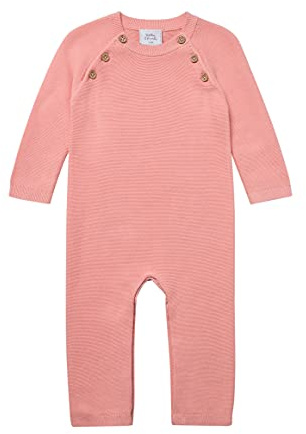 Stellou & friends Overall für Babys & Kleinkind, Woll-Anzug, Baby-Kleidung aus 100% Baumwolle, Winteroverall, Onepiece mit Knöpfen in Holz-Optik und schrägen Raglanärmeln, OEKO-TEX 100 zertifiziert