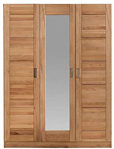 roominado Moderner Kleiderschrank PIA 3trg. mit Spiegel Kernbuche teilmassiv NEU