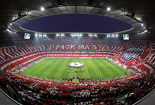 Fototapete FCB Stadion Allianz Arena Fußball Wohnzimmer Schlafzimmer | 3,84 m x 2,6 m | Rot, Weiß, Grün, Schwarz, Blau