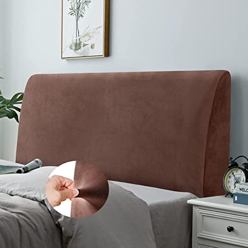 Caijin Bettkopfteil Hussen Bett Kopfteil Bezug, Weicher Strecken Samtstoff Staubdicht, Staubdichte Schutzhülle für gepolsterte Schlafzimmer Kopfteil, Samt Stoff (150-170 cm(Queen), Kaffee)