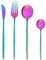 Bestdin Juego de cubiertos para 6 personas, 24 piezas, cubiertos multicolor, juego de cubiertos con cuchillo tenedor, cubiertos de acero inoxidable de, apto para lavavajillas