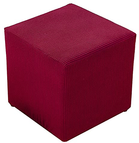 AQIGR Ottomane Schonbezug Quadratische Stretch Hocker Bezug hocker Bezug für Ottomane quadratisch Überzug Hockerbezug Quadratische Ottomane Abdeckungen (Color : Burgundy, Size : 45x45cm)