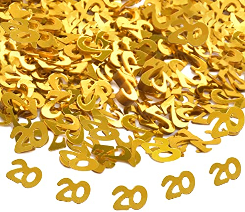20. Geburtstag Jubiläum Konfetti goldene,Zahlenkonfetti Tischdeko Streudeko,Streudeko für Geburtstagsfeier, Motto-Party,Geburtstags Zahlen-Konfetti,Glitter Geburtstags-Deko, Gold