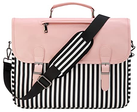 RAVUO Sac Ordinateur Femme,Résistant À L'eau Sacoche Ordinateur Sac Pc Portable 15.6 Pouces Grand Sac A Main Sac Bandouliere Pour Travail Business L'École Collège Rose