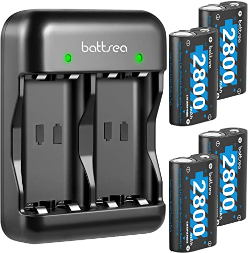 Battsea 4 x 2800mAh Wiederaufladbarer Akku für Xbox One/Series Controller mit Schnellladestation Kompatibel mit Xbox One/One S/One X/Series S Zubehör Xbox Controller Rechargeable Battery Pack