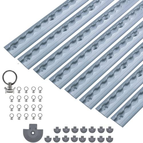 LABT Airlineschienen Set | halbrund Silber eloxiert | Sparset mit Fitting + Endkappen | Ladungssicherung für LKWs, Anhänger und Wohnmobile | Gebohrte Zurrschiene | (Sparpack 7)