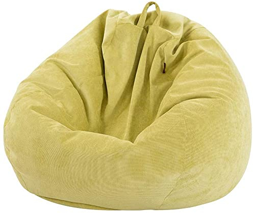 Treer Sitzsack Bezug aus Cord ohne Füllung für Kinder, Einfarbig Lazy Sofa Sitzsack Sitzsackhülle Abnehmbarer Indoor Sitzsack Bezug mit Reißverschluss Aufbewahrungstasche (Gelb,70x80cm)
