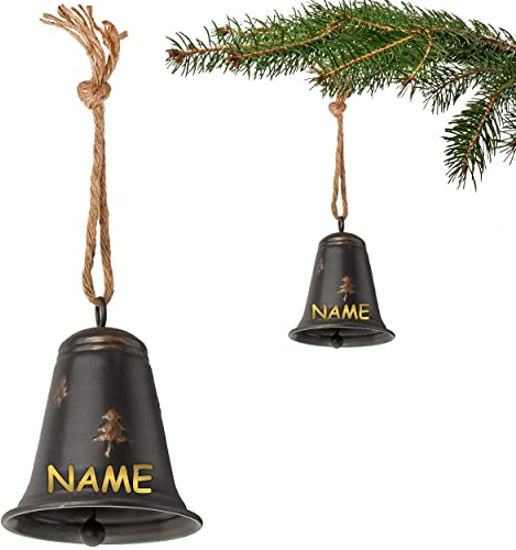 alles-meine.de GmbH große - Metall Glocke/Klingel - 14 cm - inkl. Name - wetterfest - Winter & Weihnachten - zum Aufhängen & Hintellen - Deko - Glöckchen Klocken Jingle Bells G..