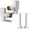 UK Radiators Square White Radiator Valves and Pipe Covers - White Gloss Finish - Classy and Modern Design 1/2 x 15mm Angled Radiator Valves - Pair of Valves with 130mm Pipe Covers