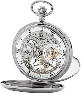 REGENT Taschenuhr sichtbares mechanisches Uhrwerk GM -2210