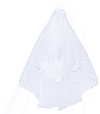 DEEDOCHY Hochzeitsschleier, 2 Ebenen, weißer Brautschleier mit Kamm, Tüllschleier für Bräute, Weiss/opulenter Garten, Large